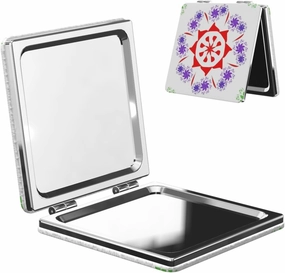 Rotating Purple Flowers Makeup Mirror Portable Folding Mini Mirror Double Sided Travel Makeup Mirror Square Handheld Pocket Mirror