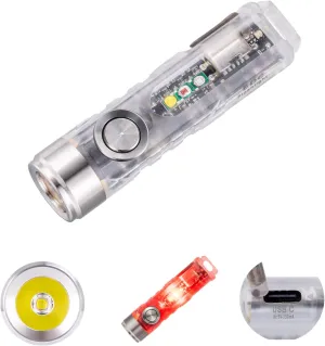 RovyVon A8 4th Gen Rechargeable EDC Flashlight USB C, 650 Lumens Bright Small Keychain Flashlights High Lumens Mini Flashlight, 365nmU/Red/White Sidelight, Magnetic Clip and Tail Base