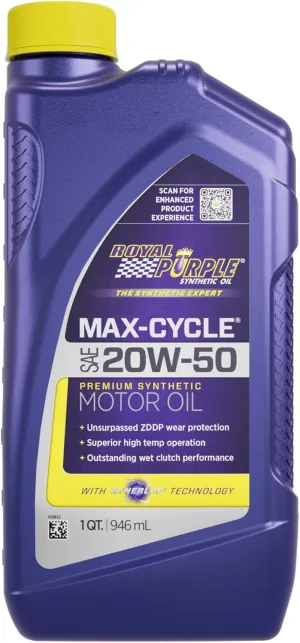 Royal Purple 20W-50 Max-Cycle Motorcycle & ATV Motor Oil - (Case 8 Bottles)