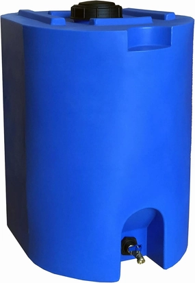 Rugged Stackable Water Storage Tank with Spigot, Blue, 55 Gallons