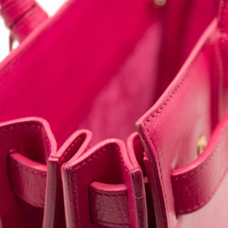 Saint Laurent Calfskin Nano Sac De Jour Lipstick Fuchsia