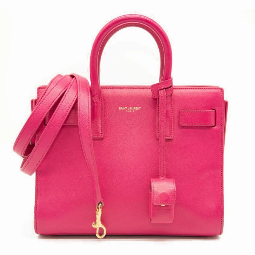 Saint Laurent Calfskin Nano Sac De Jour Lipstick Fuchsia