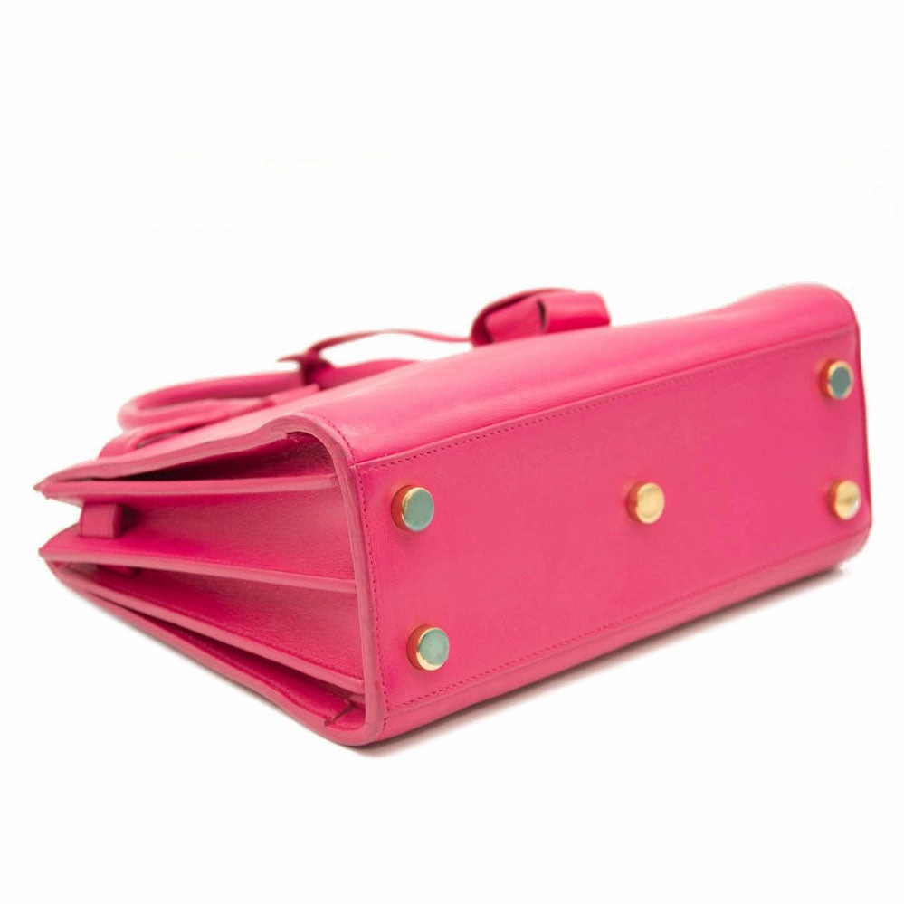 Saint Laurent Calfskin Nano Sac De Jour Lipstick Fuchsia