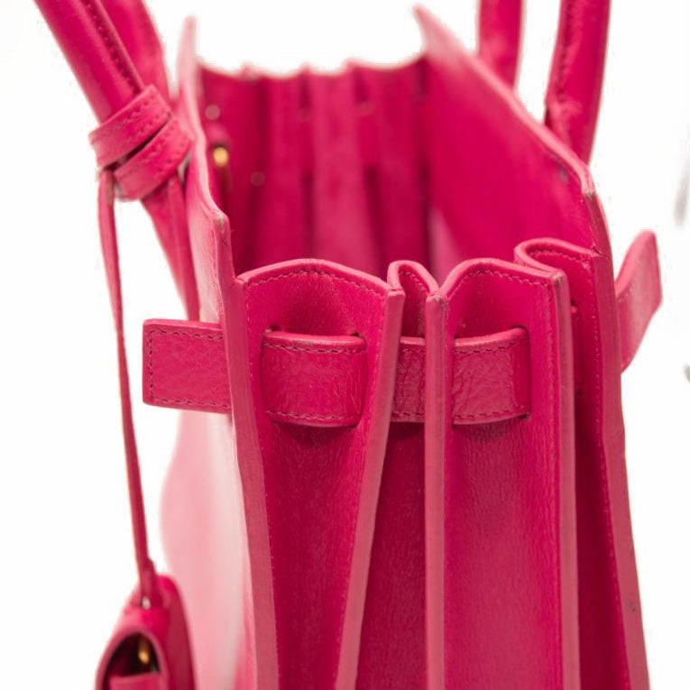 Saint Laurent Calfskin Nano Sac De Jour Lipstick Fuchsia