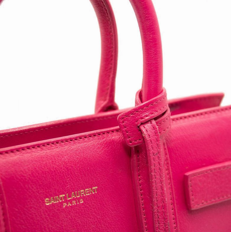 Saint Laurent Calfskin Nano Sac De Jour Lipstick Fuchsia