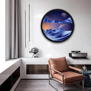 Sand Art Liquid Motion, Moving Sand Art, Wall Mounted Rotate Sculpture, Wall Art Deep Sea Sandscape Room Decoration, Glass Crafts Solid Wood Frame, Relaxing Mood Home Office Work Decor(Blue, 17.3'')