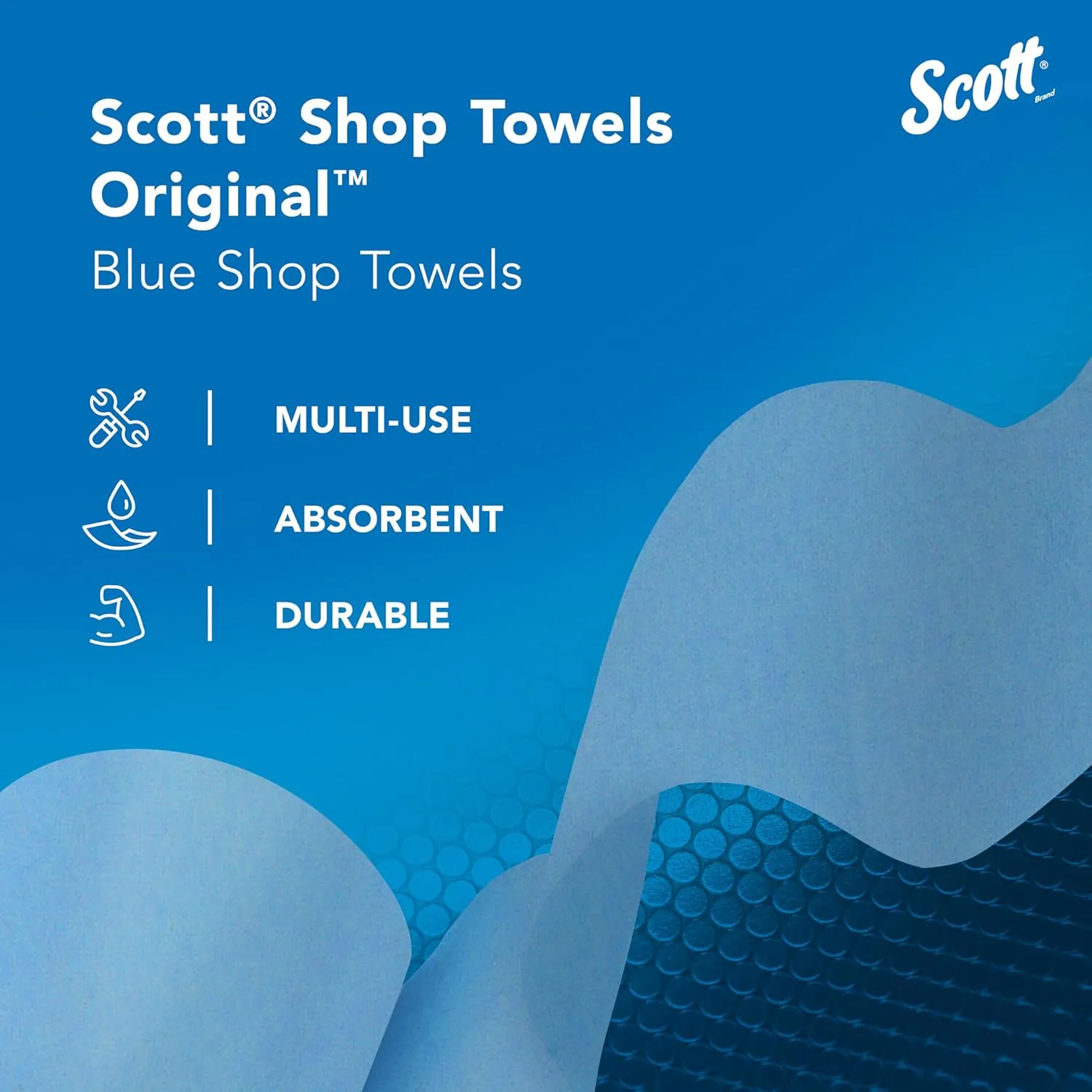 Scott® Shop Towels Original (75190), Blue, Pop-Up Dispenser Box (200 Towels/Box, 8 Boxes/Case, 1,600 Towels/Case)