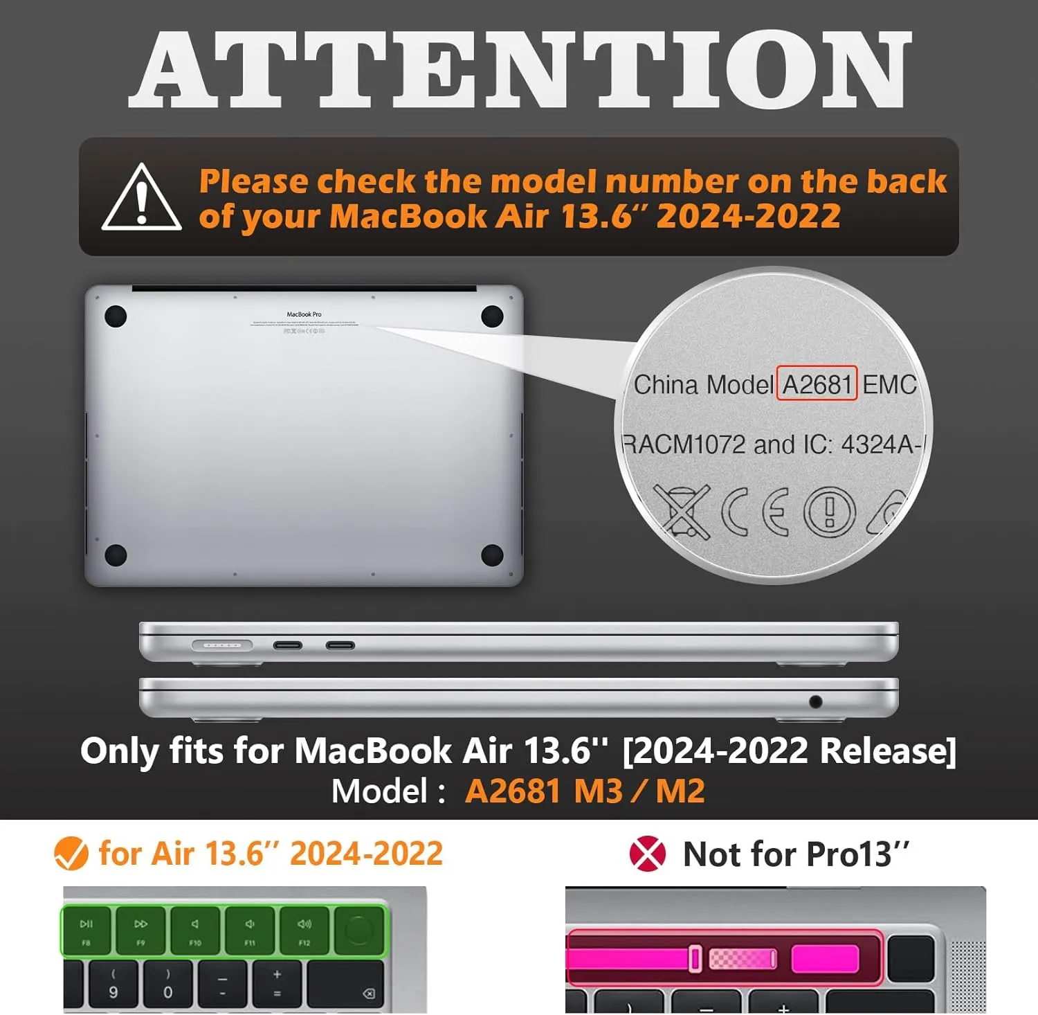 SEYMAC stock Case for MacBook Air 13.6 inch (2025-2022)[A3240 M4/ A3113 M3/ A2681 M2], Shock-Absorbing Protection with Folding Stand &Mouse Pad/Bag Case for MacBook Air 13.6'' (Purple)