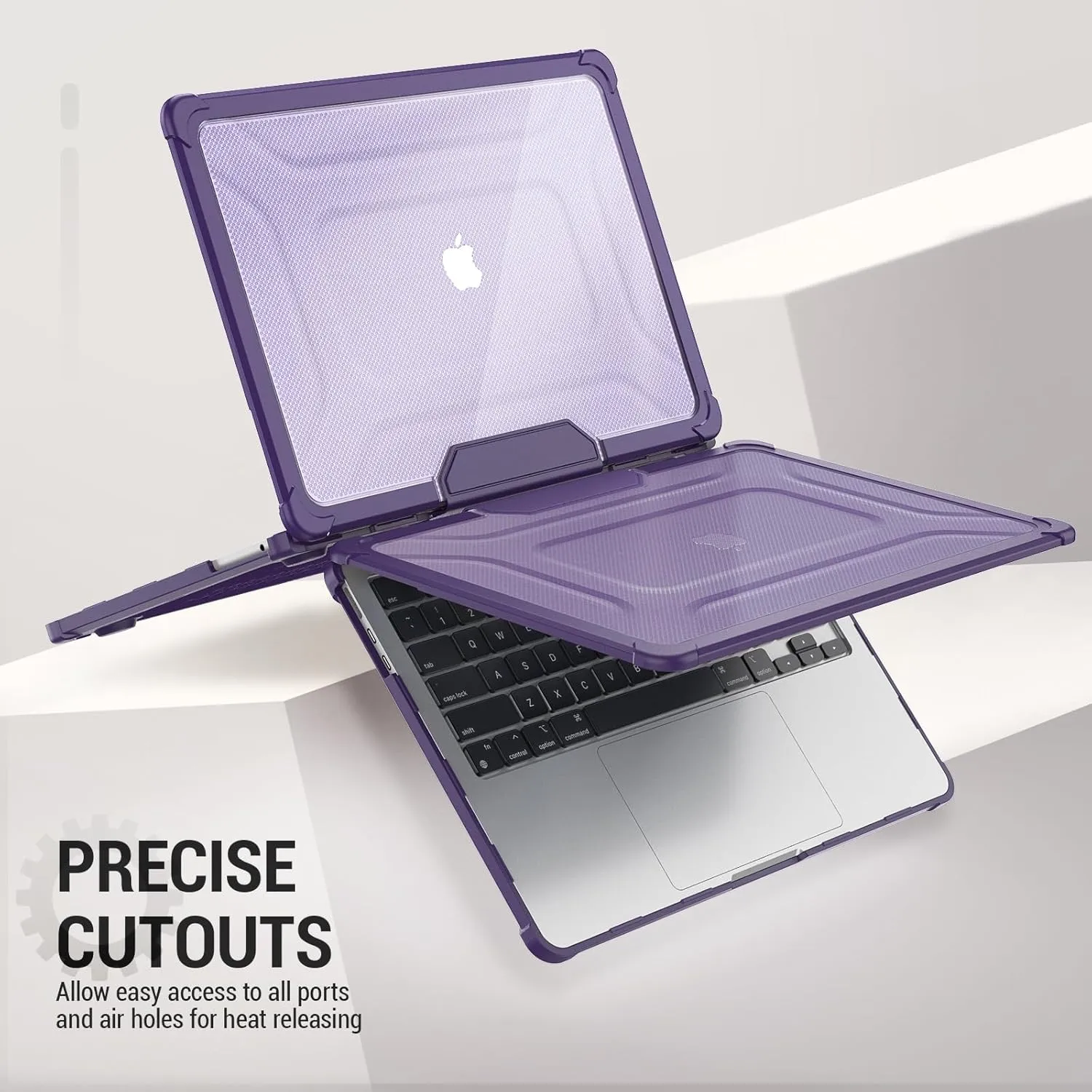 SEYMAC stock Case for MacBook Air 13.6 inch (2025-2022)[A3240 M4/ A3113 M3/ A2681 M2], Shock-Absorbing Protection with Folding Stand &Mouse Pad/Bag Case for MacBook Air 13.6'' (Purple)
