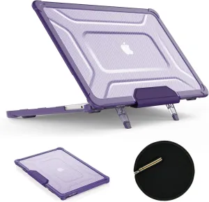 SEYMAC stock Case for MacBook Air 13.6 inch (2025-2022)[A3240 M4/ A3113 M3/ A2681 M2], Shock-Absorbing Protection with Folding Stand &Mouse Pad/Bag Case for MacBook Air 13.6'' (Purple)