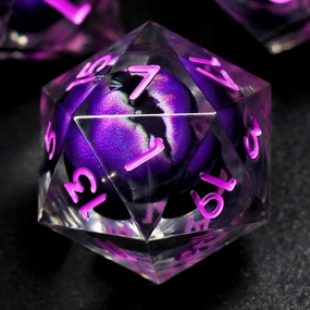 Sharp Edge Resin Dice Set, Liquid Core DND Dice, Dragon Eye Dice Set D and D Dungeons and Dragons Dice Polyhedral Beholder's Ttrpg Die Role Playing RPG (Light Purple)
