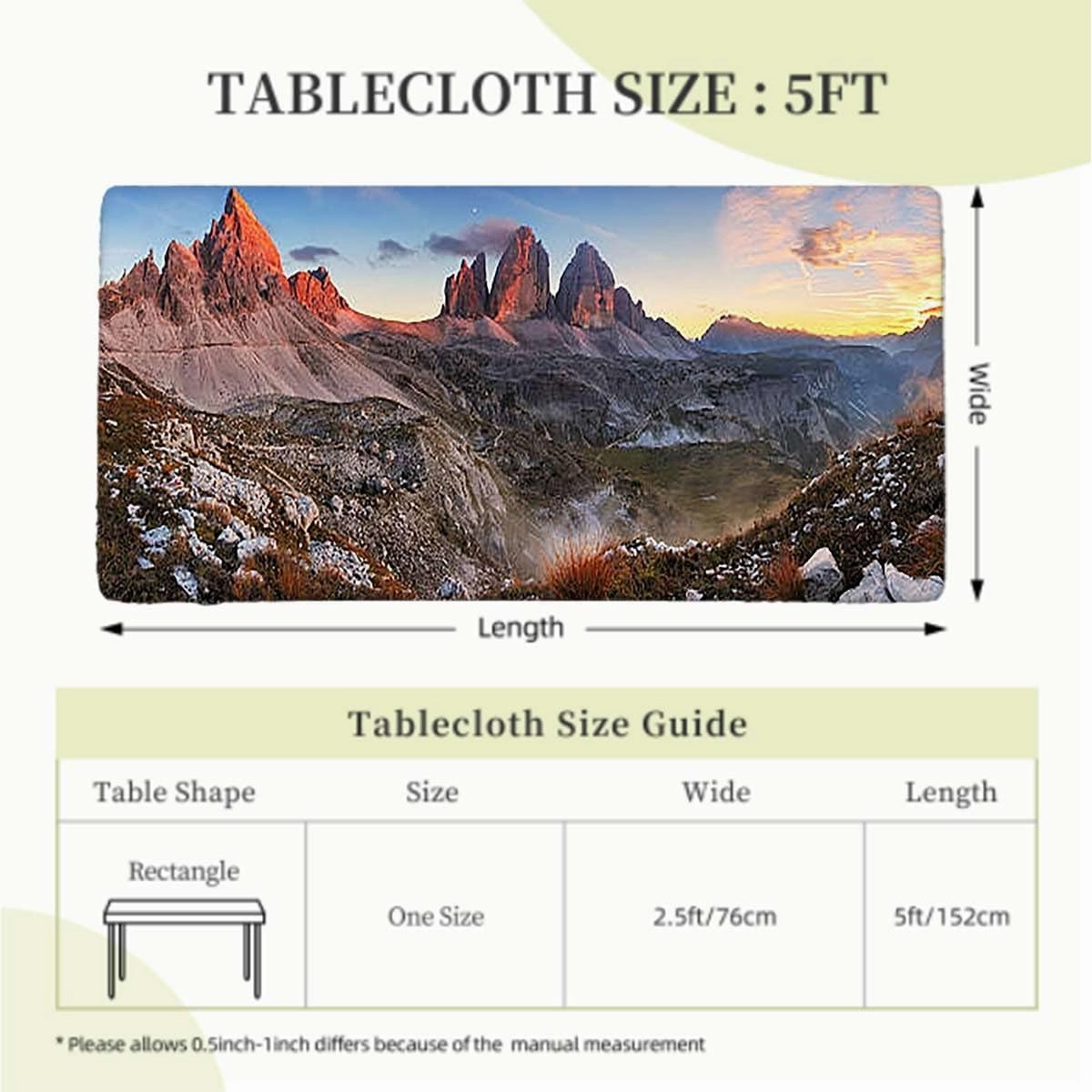 Slate Blue Orange Rectangle Tablecloth, Mountain Range with Creek Art Rectangle Table Cover for Outdoor Picnic Camping Parties Aerial View Fits up 5 Foot Tables