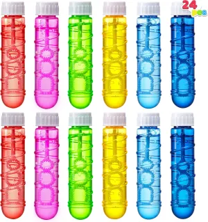 Sloosh 24 Pack 2oz Bubble Liquid Clear Bottle with Wand Set for Kids, Summer Bubble Fun Activity, Easter, and Assortment Party Favors