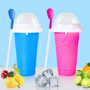 Slushy Cup Slushie Cups,Machine Slushy Maker Cup,Slushie Maker Squeeze Slushy Machines,Frozen Magic Slushy 2 Pack, Ice Cream Maker Cool Stuff for Juices and Drinks (BLUE PINK).