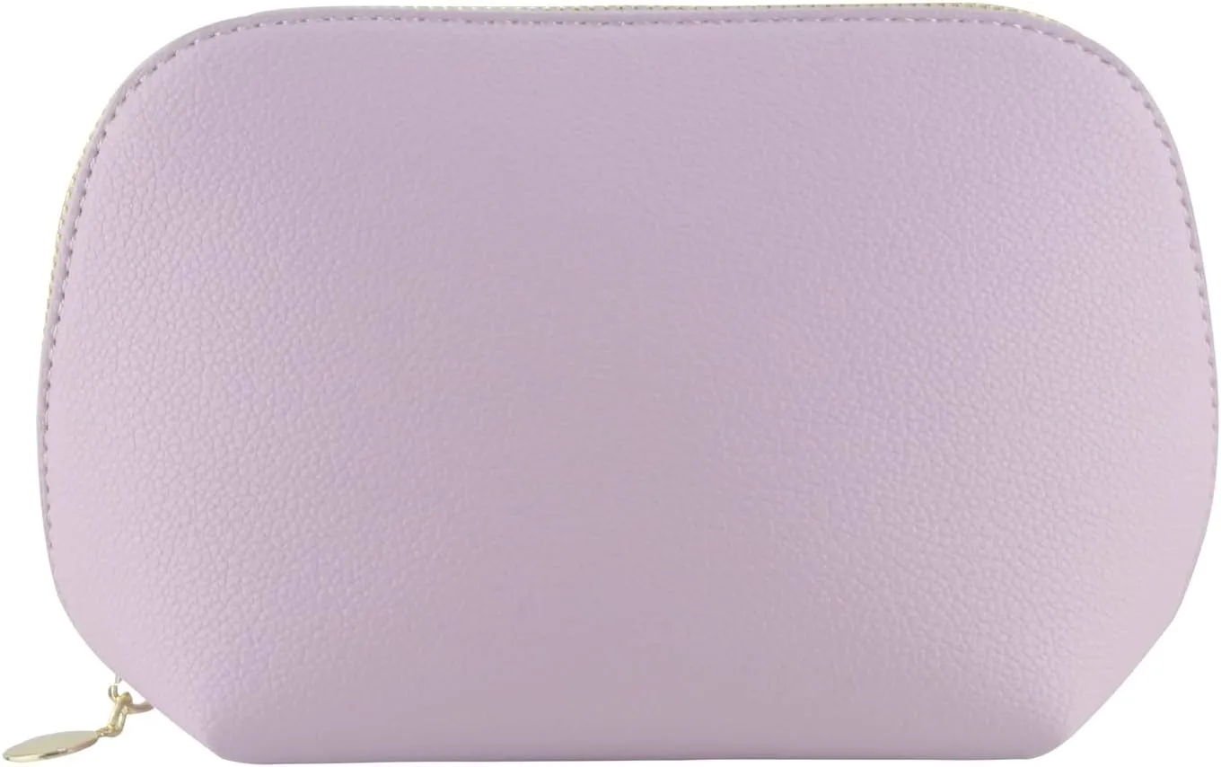 Small Travel Cosmetic Bag Portable Makeup Bag PU Leather Makeup Pouch for Women (PU leather, Purple)