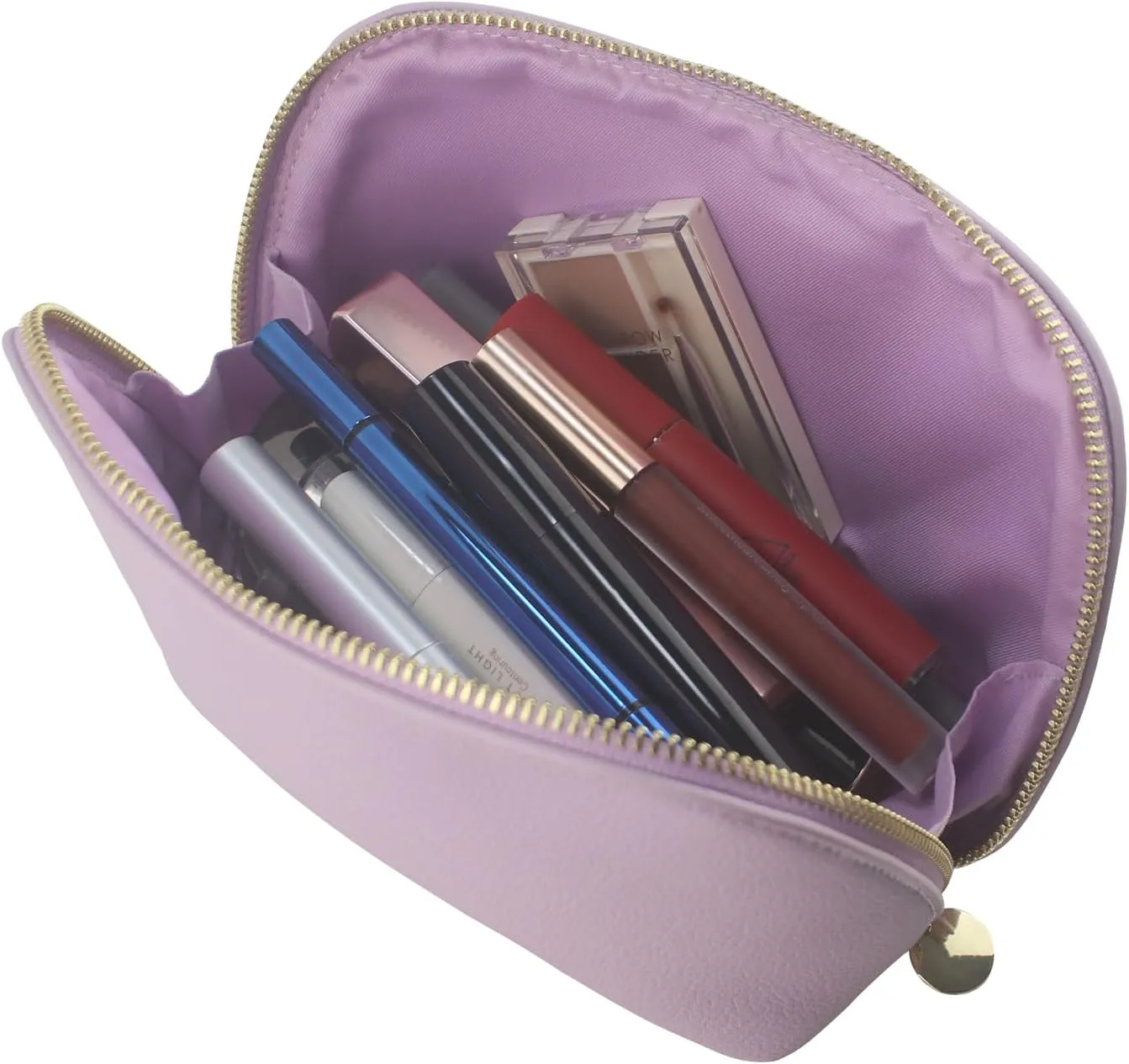Small Travel Cosmetic Bag Portable Makeup Bag PU Leather Makeup Pouch for Women (PU leather, Purple)