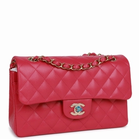 Small Double Act fast VIP-only deal Flap Hardware Caviar Chanel Gold Light Fuchsia Classic