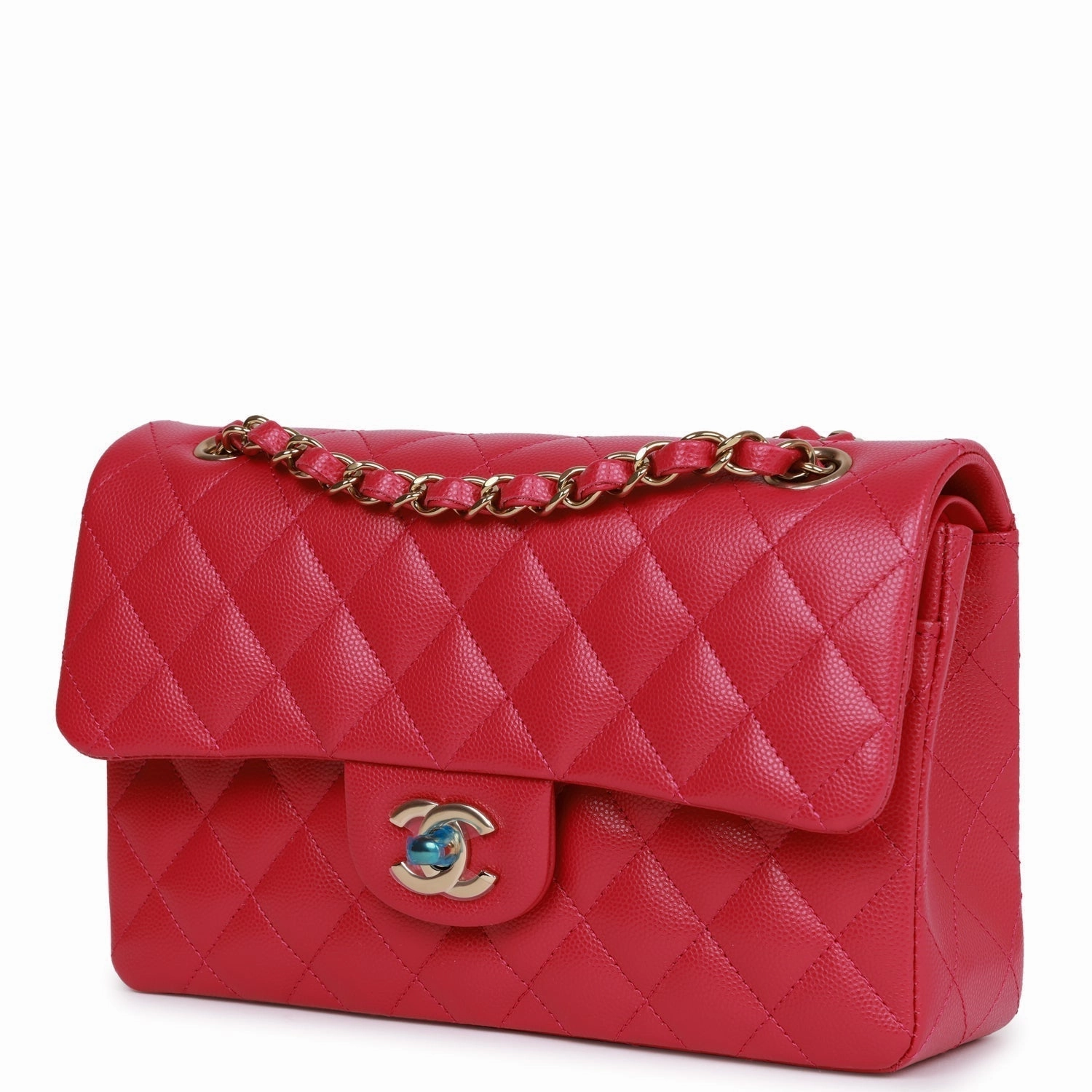 Small Double Act fast VIP-only deal Flap Hardware Caviar Chanel Gold Light Fuchsia Classic