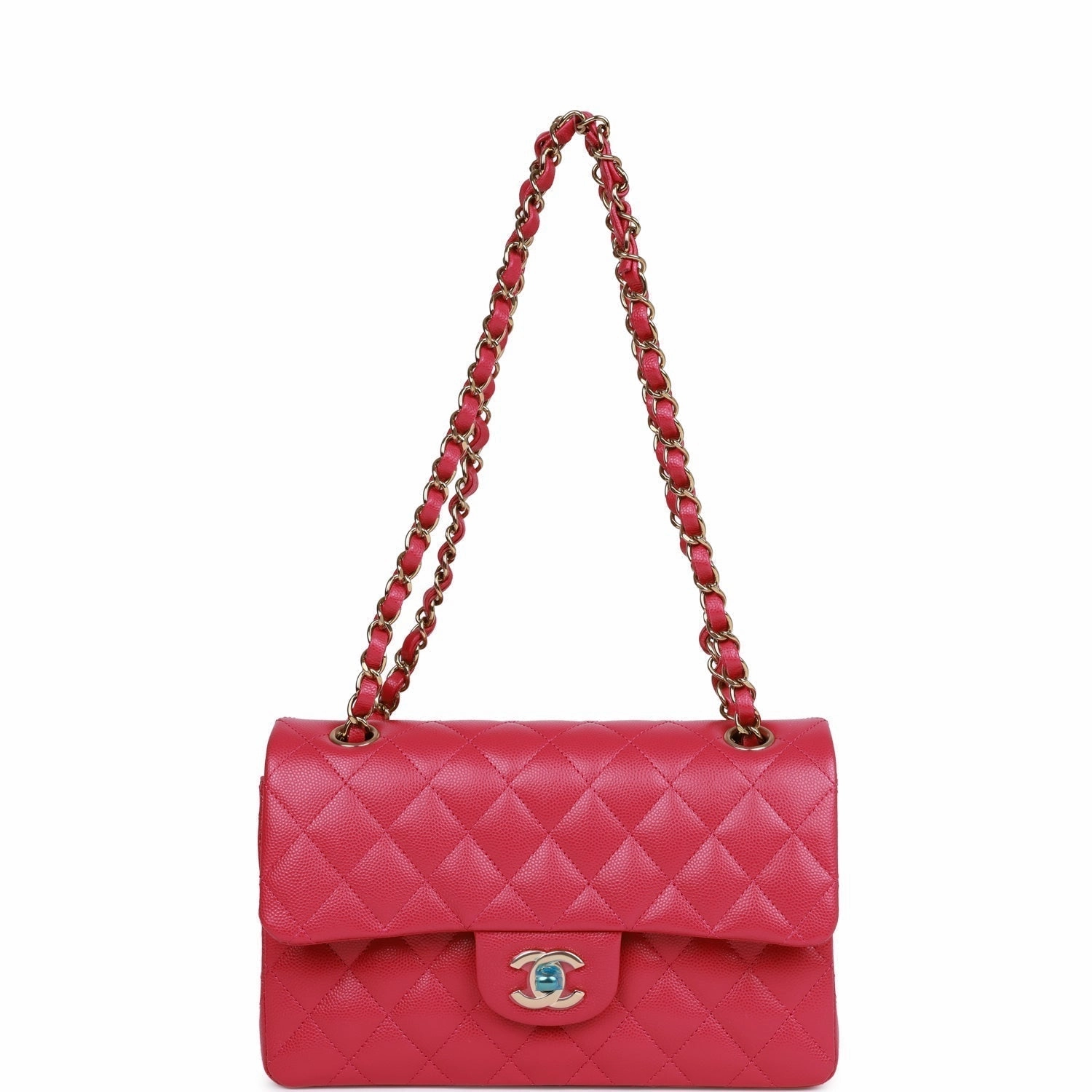 Small Double Act fast VIP-only deal Flap Hardware Caviar Chanel Gold Light Fuchsia Classic