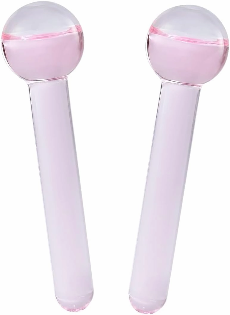 Small Ice Globes for Face 2PCS– for Facials, Skin Tightening & Anti-Aging–Perfect Ice Globes for Reduction of Puffiness & Wrinkles of Face, Neck & Eyes–Pink and Blue (Light Pink)