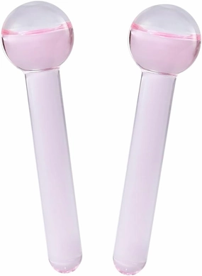 Small Ice Globes for Face 2PCS– for Facials, Skin Tightening & Anti-Aging–Perfect Ice Globes for Reduction of Puffiness & Wrinkles of Face, Neck & Eyes–Pink and Blue (Light Pink)