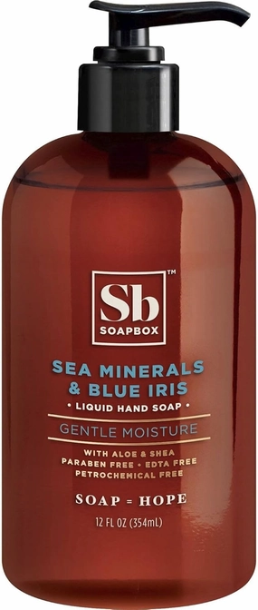 Soapbox Liquid Hand Soap Sea Minerals & Blue Iris 12 Oz Pump Bottles 77148, 12 Fl Oz (Pack of 1)