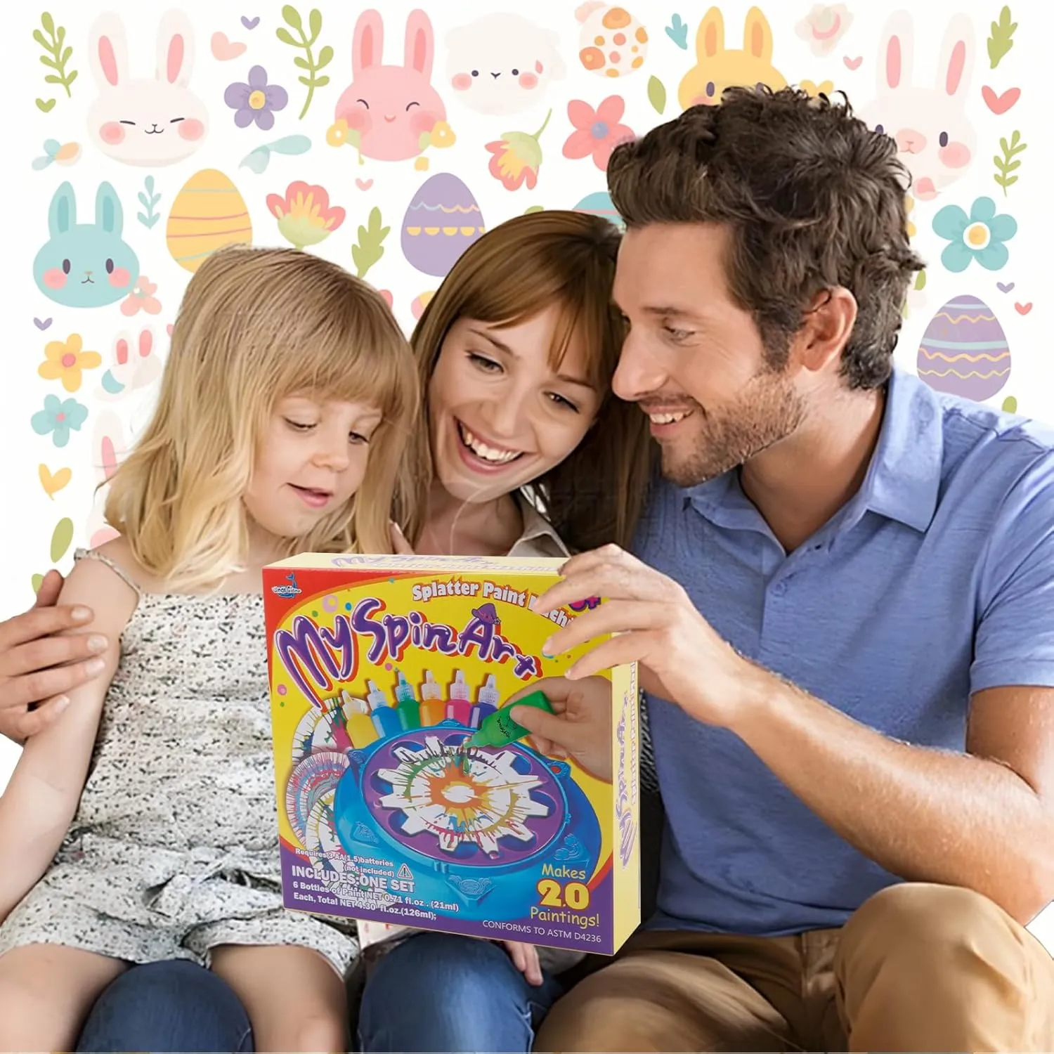 Spin Art Machine Variable Speed, Battery Operated Spinner - Paint Spinner with Splatter Guard, Washable Paint, Spin Art Kit, Stem Toys, Arts and Crafts
