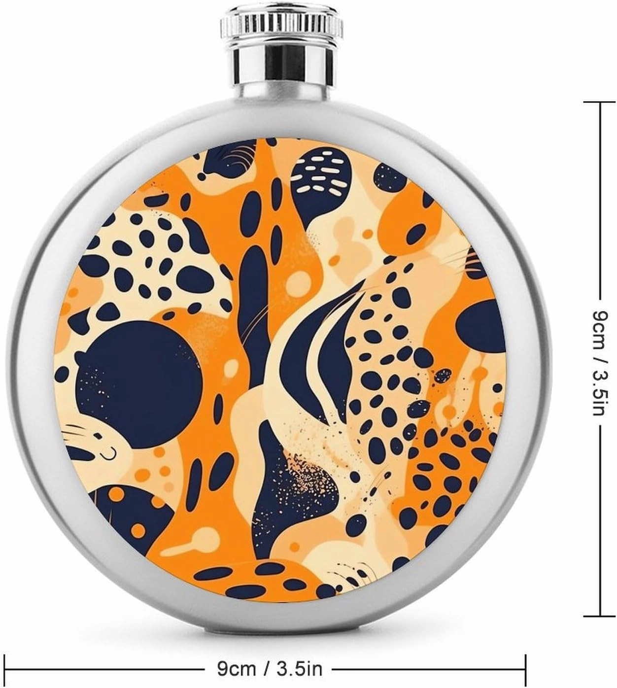 Stainless Steel Flasks for Liquor for Men Women,Orange And Dark Blue Print Round Small Hip Liquor Flask,Portable Cute Funny Wine Whiskey Flask for Gift Camping Outdoor Activitie Wedding Party,5oz