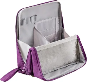 Standing Makeup Bag, Doresty Standing Makeup Bag Portable, Large Capacity, Waterproof with Compartments (Purple)