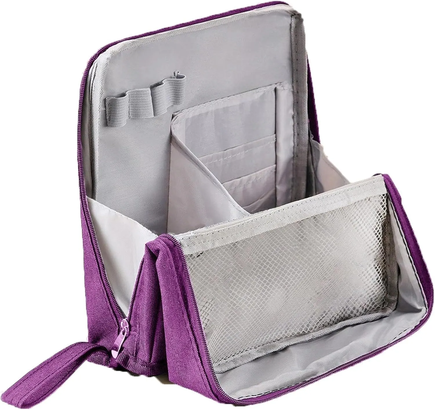 Standing Makeup Bag, Doresty Standing Makeup Bag Portable, Large Capacity, Waterproof with Compartments (Purple)