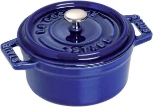 Staub Cast Iron 0.25-qt Mini Round Cocotte - Dark Blue, Made in France