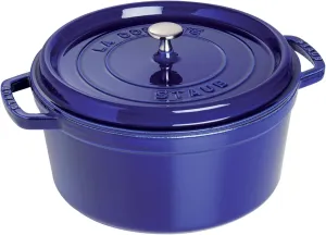 Staub Cast Iron 5.5-qt Round Cocotte - Dark Blue, Made in France