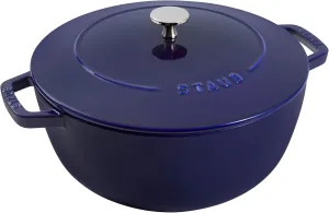 Staub Cast Iron Essential French Oven, Dutch Oven, 5-quart, serves 5-6, Made in France - Dark Blue