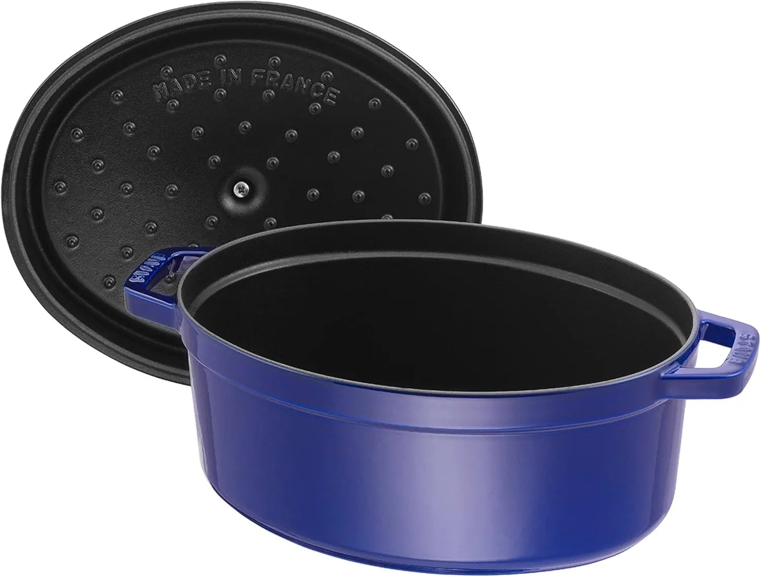 Staub Cast Iron Oval Cocotte, Dutch Oven, 5.75-quart, serves 5-6, Made in France, Dark Blue