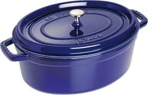 Staub Cast Iron Oval Cocotte, Dutch Oven, 5.75-quart, serves 5-6, Made in France, Dark Blue
