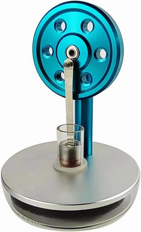 Stirling Engine Motor - Hand Heat Educational Toy for Kids and Technology Enthusiasts - Sterling Engine Birthday Gift (Lake Blue)
