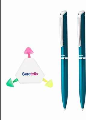 Style Gel Pen, Teal Blue Barrel - 0.7mm Gel Pens Medium Point Bundle Multicolor Highlighter Pen - Smooth Writing, Comfort Grip Retractable Gel Pens ~ [Pack Of 2]