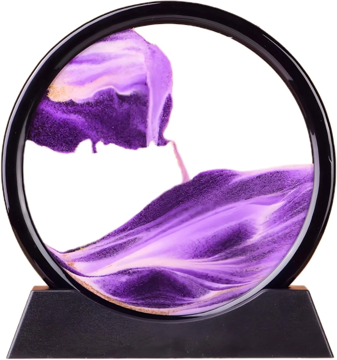 STÄYREN Moving Sand Art Picture Round 3D Hourglass Deep Sea Sandscape in Motion Dynamic Sand Art Liquid Motion Desktop Home Office Decor (Purple, 12 inch)