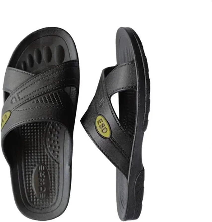 Sunday 7 ESD Safe Slippers,Suitable for Clean Room and Lab Offices,Breathable and Deodorant Anti-Static Anti-Skid,Quick Drying,Industrial Home Dual-use For men And Women (6, Black)