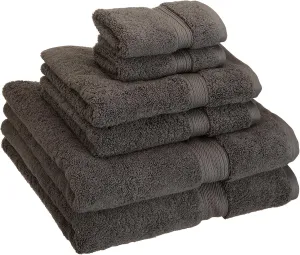 Superior Egyptian Cotton Pile 6 Piece Towel Set, Includes 2 Bath, 2 Hand, 2 Face Towels/Washcloths, Ultra Soft Luxury Towels, Thick Plush Essentials, Guest Bath, Spa, Hotel Bathroom, Charcoal