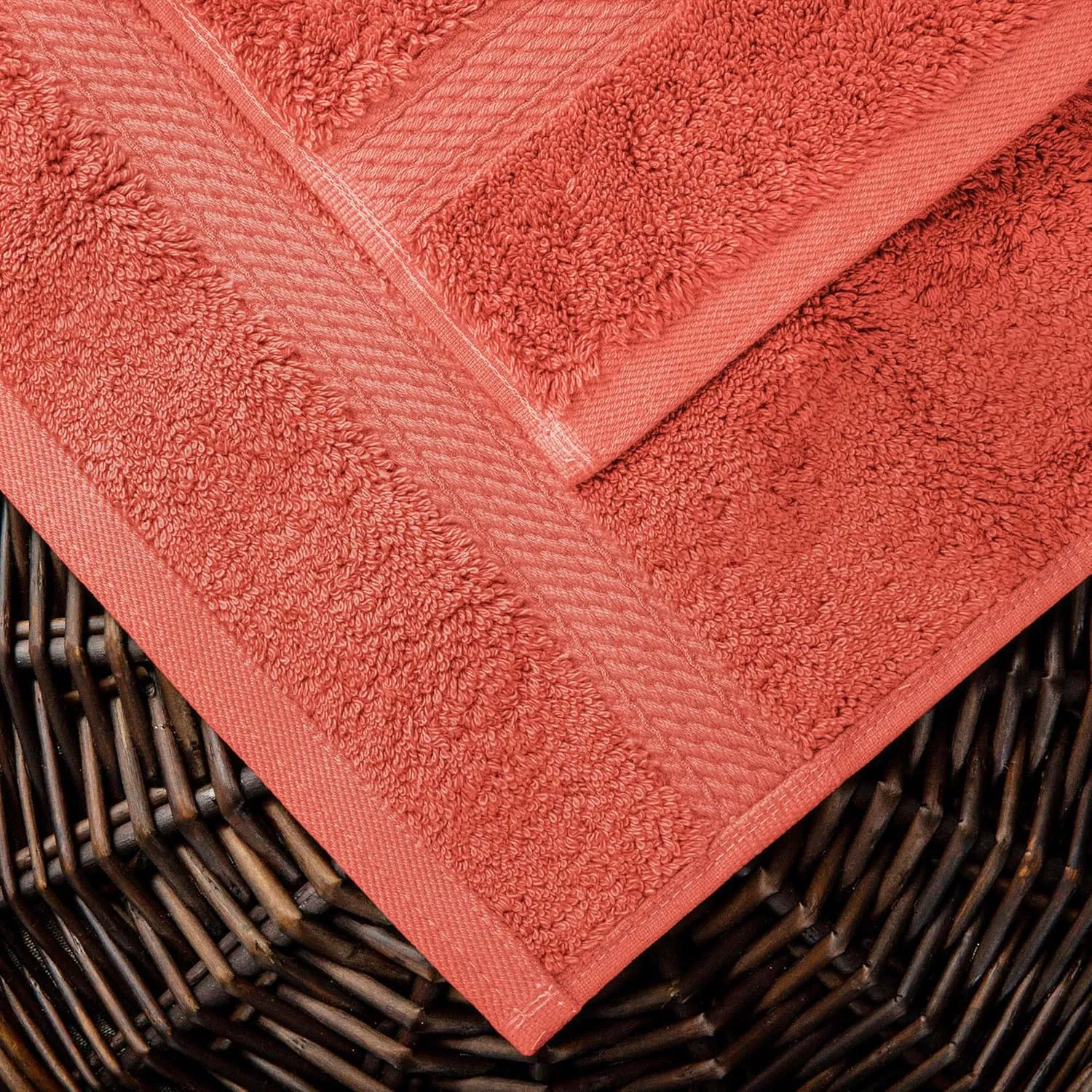 Superior Egyptian Cotton Pile 6 Piece Towel Set, Includes 2 Bath, 2 Hand, 2 Face Towels/Washcloths, Ultra Soft Luxury Towels, Thick Plush Essentials, Guest Bath, Spa, Hotel Bathroom, Coral