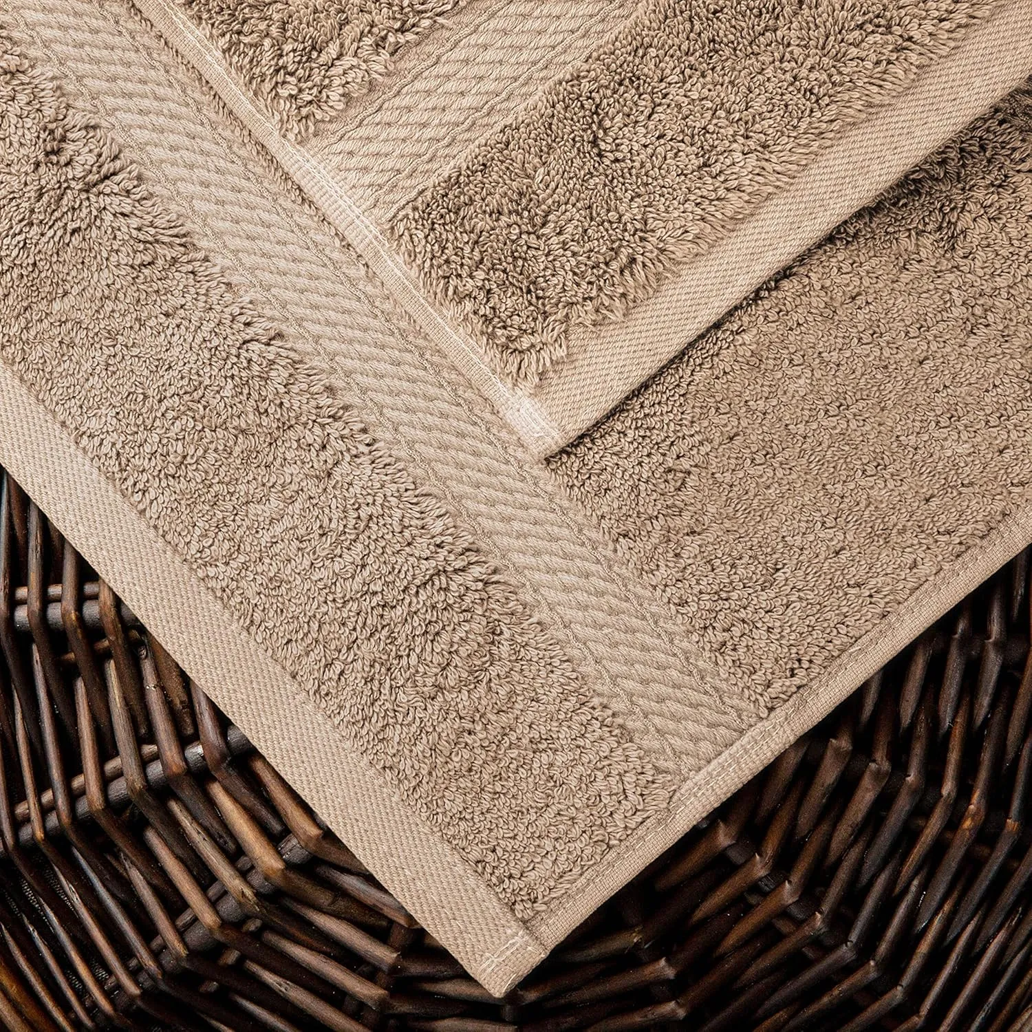 Superior Egyptian Cotton Pile 6 Piece Towel Set, Includes 2 Bath, 2 Hand, 2 Face Towels/Washcloths, Ultra Soft Luxury Towels, Thick Plush Essentials, Guest Bath, Spa, Hotel Bathroom, Latte