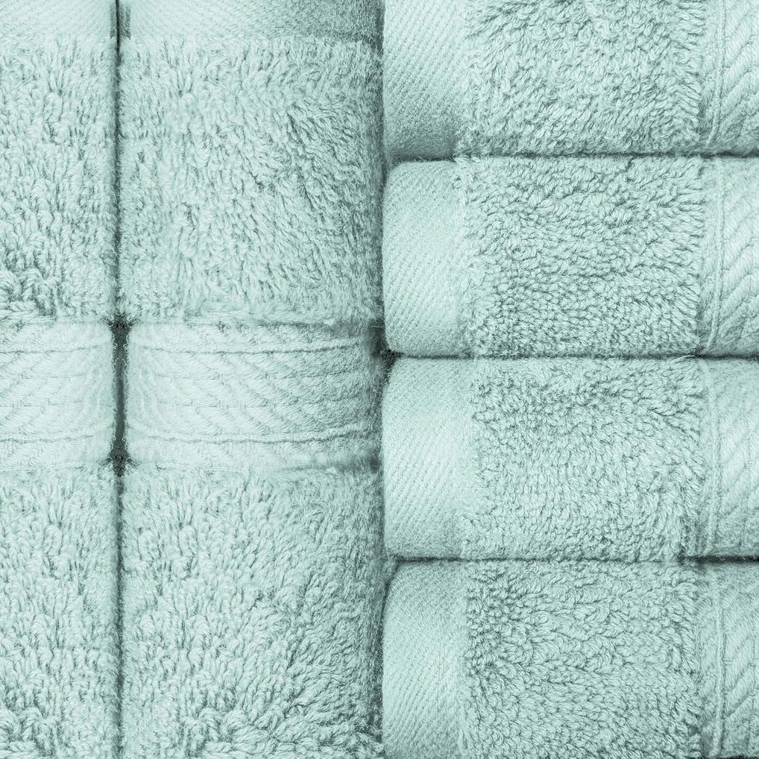 Superior Egyptian Cotton Pile Face Towel/Washcloth Set of 6, Ultra Soft Luxury Towels, Thick Plush Essentials, Absorbent Heavyweight, Guest Bath, Hotel, Spa, Home Bathroom, Shower Basics, Sea Foam