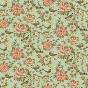 Susan Winget - Garden Melody - Mint Songbird Floral Fabric