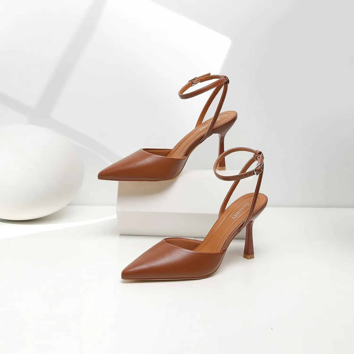 Susanny Heels for Women Stiletto Closed Pointed Toe Backless Dress Shoes High Heels Sexy Kitten Pumps Wedding Guest Party Dance Prom Dressy Comfort Shoes