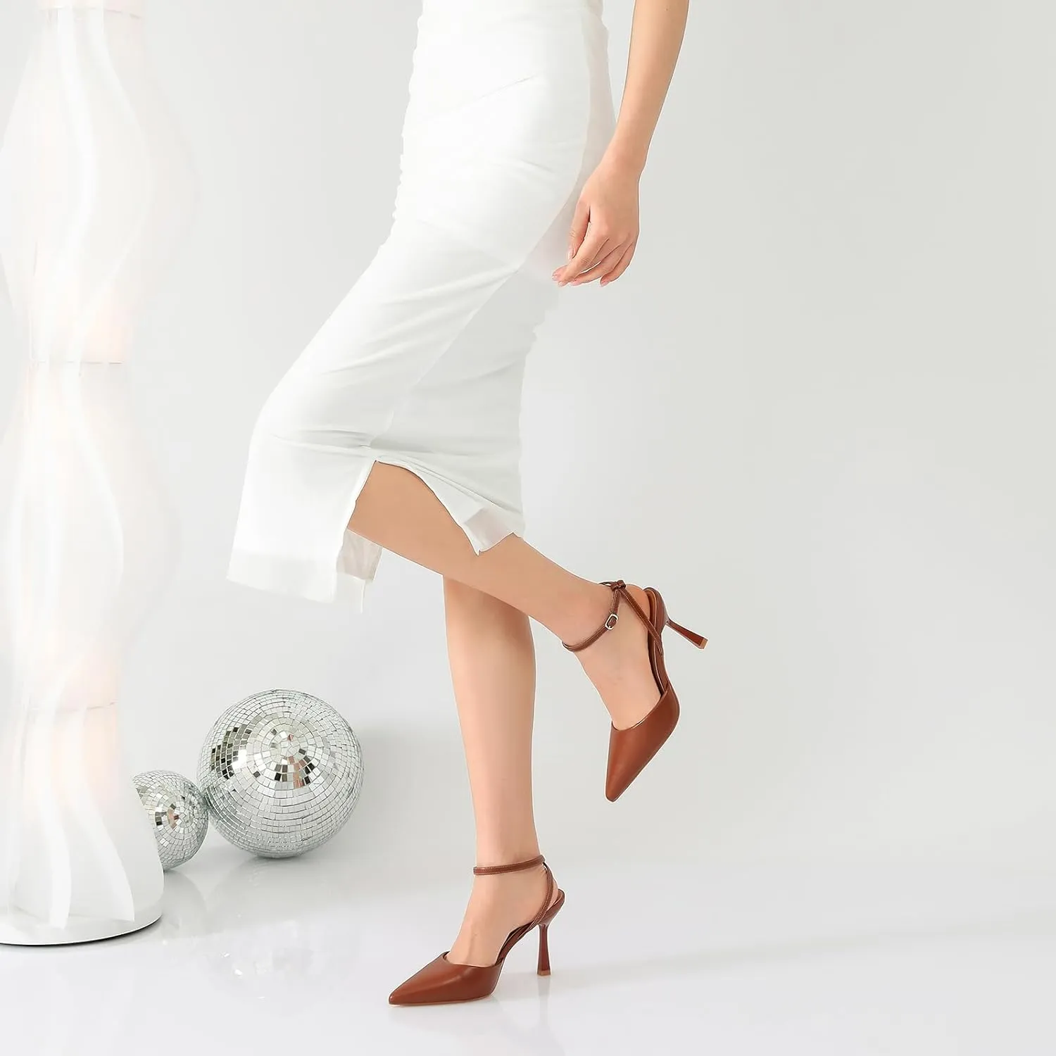 Susanny Heels for Women Stiletto Closed Pointed Toe Backless Dress Shoes High Heels Sexy Kitten Pumps Wedding Guest Party Dance Prom Dressy Comfort Shoes