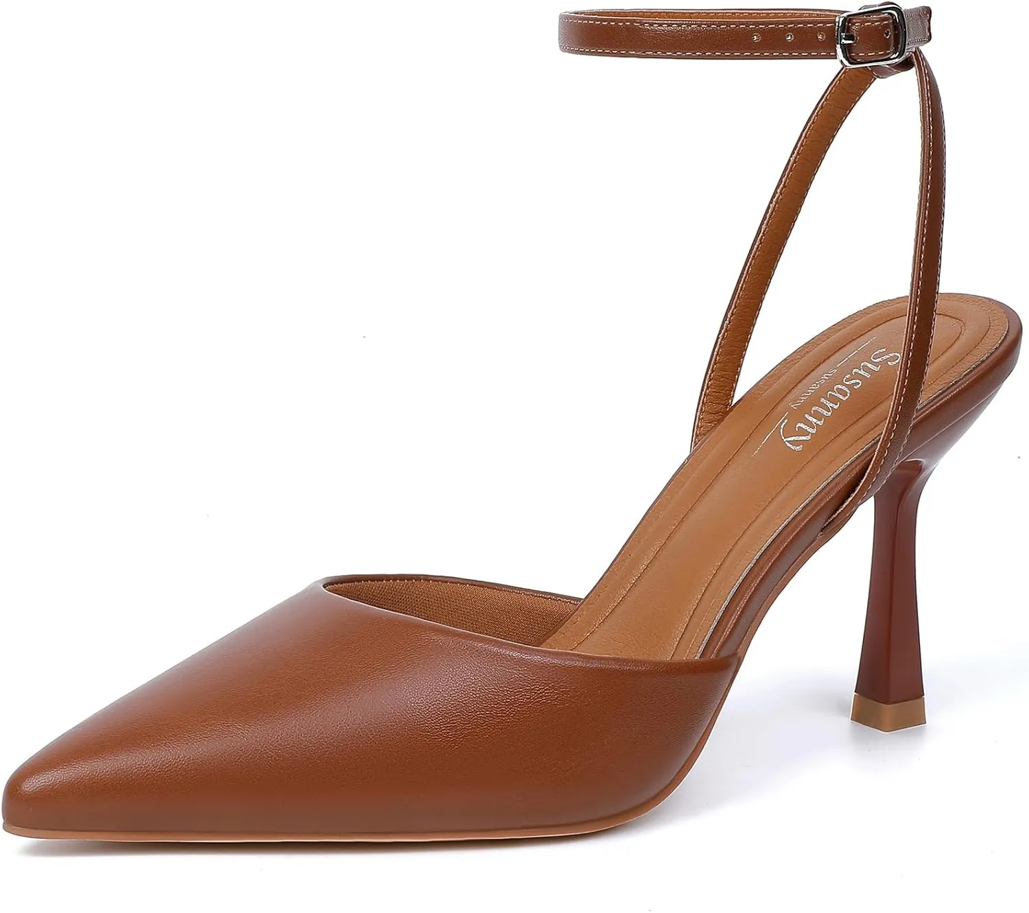 Susanny Heels for Women Stiletto Closed Pointed Toe Backless Dress Shoes High Heels Sexy Kitten Pumps Wedding Guest Party Dance Prom Dressy Comfort Shoes