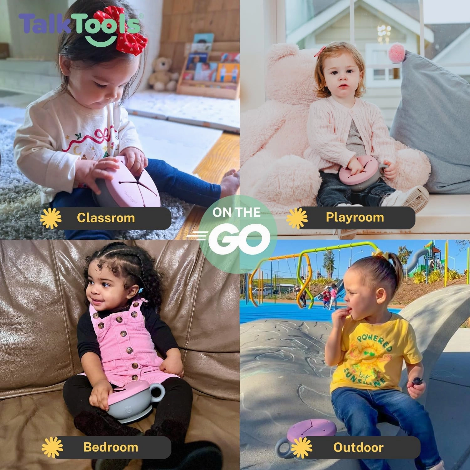 TalkTools Itsy Bowl with Locking Lid - Platinum grade silicone with Volume Lines, Curved Walls for Easy Scooping - for Babies, Toddlers, Children, and Elderly - Snack Lid Accessory (Ocean)
