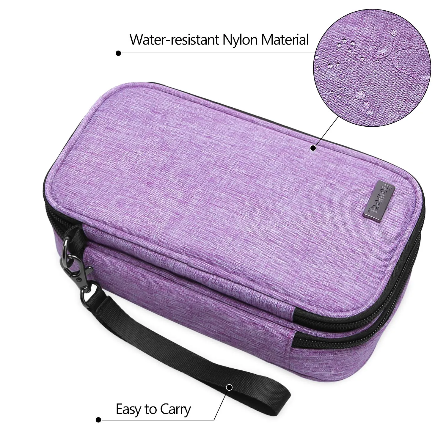 Teamoy Travel Makeup Brush Bag(up to 8.5"), Professional Cosmetic Bags Organizer Case with Handle Strap for Makeup Brushes and Beauty Supplies-Small, Purple (No Accessories Included)