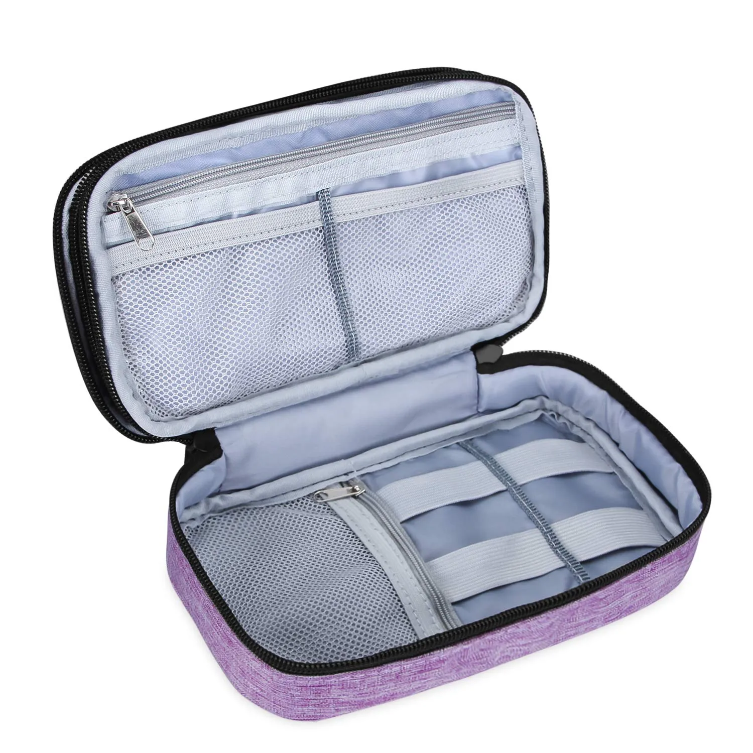 Teamoy Travel Makeup Brush Bag(up to 8.5"), Professional Cosmetic Bags Organizer Case with Handle Strap for Makeup Brushes and Beauty Supplies-Small, Purple (No Accessories Included)